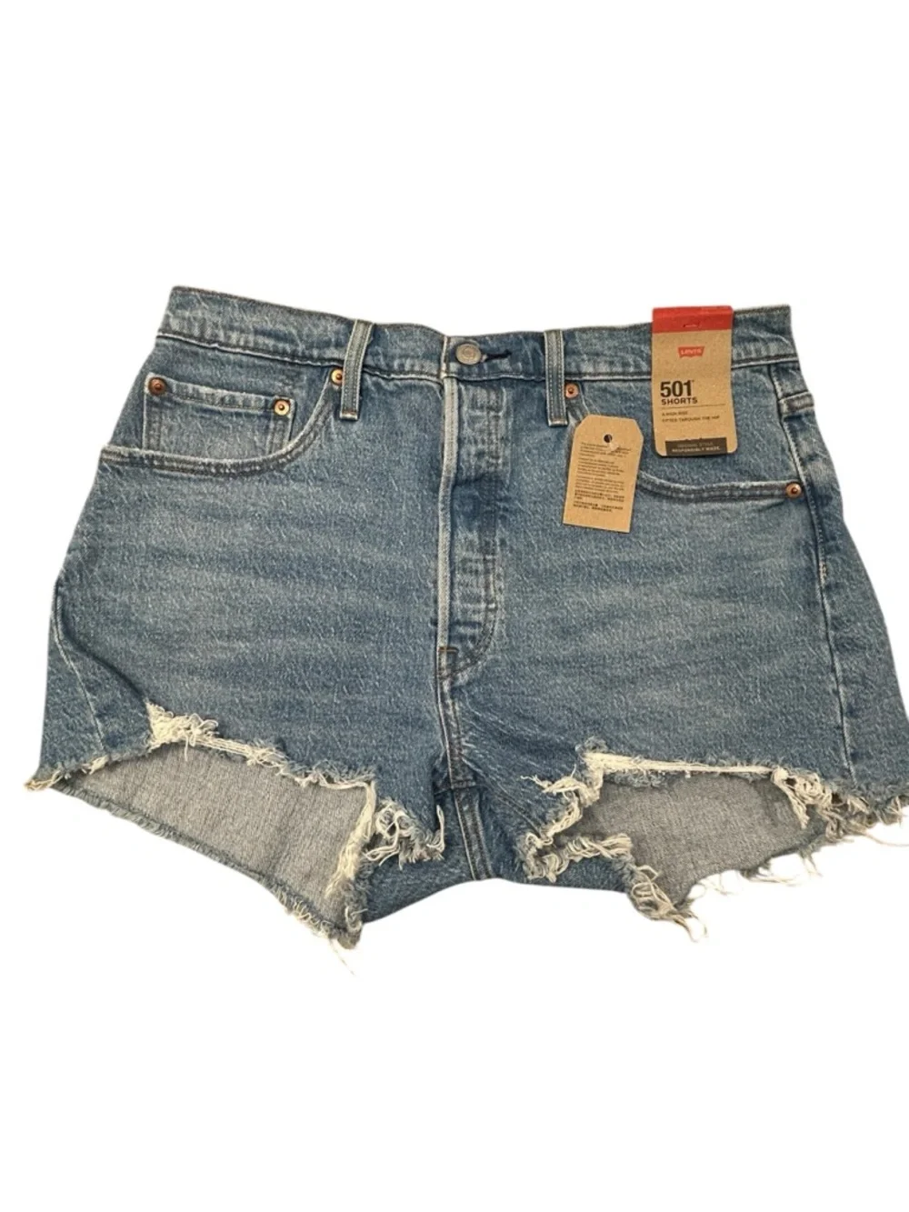 Levi's® 501® Original High Waist Festival Denim Shorts Women’s NWT 31 Distressed